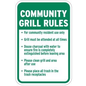 Grill Signs - "Community Grill Rules" - Charcoal