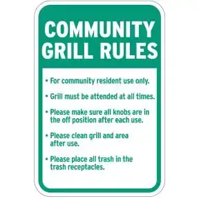 Grill Signs - "Community Grill Rules" - Gas
