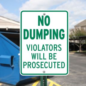 Dumpster Rules Signs - "No Dumping"