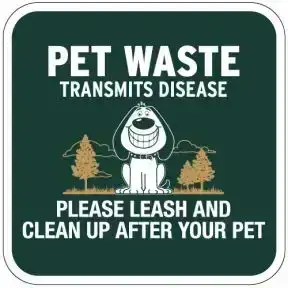Pet Waste Sign - Smiling Dog - Square 