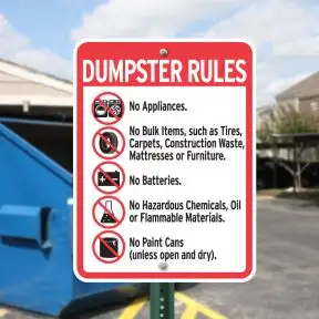 Dumpster Rules Signs - "Rules" Graphics