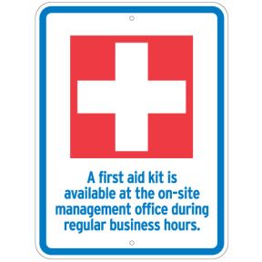 Pool Sign - "A First Aid Kit Is Available"