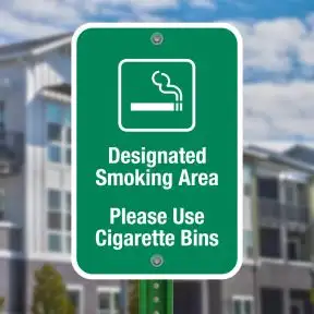 No Smoking Signs - "Please Use Cigarette Bins"