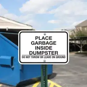 Dumpster Rules Signs - "Do Not Throw or Leave"