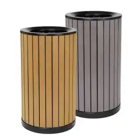 Recycled Plastic Outdoor Trash Cans - 32 Gallon
