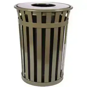 Steel Trash Cans - 36 Gallon - Wide Slat Flat Lid