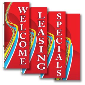 Vertical Flags - Red Swirl