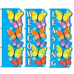 3D Vertical Flags - Bold Butterfly Friends