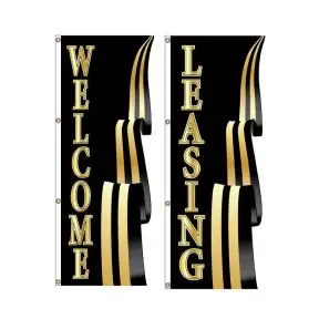 3D Vertical Flags - Black Ribbon