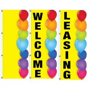 3D Vertical Flags - Yellow Balloons