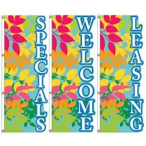 3D Vertical Flags - Spring Leaves