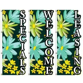3D Vertical Flags - Bright Blooms