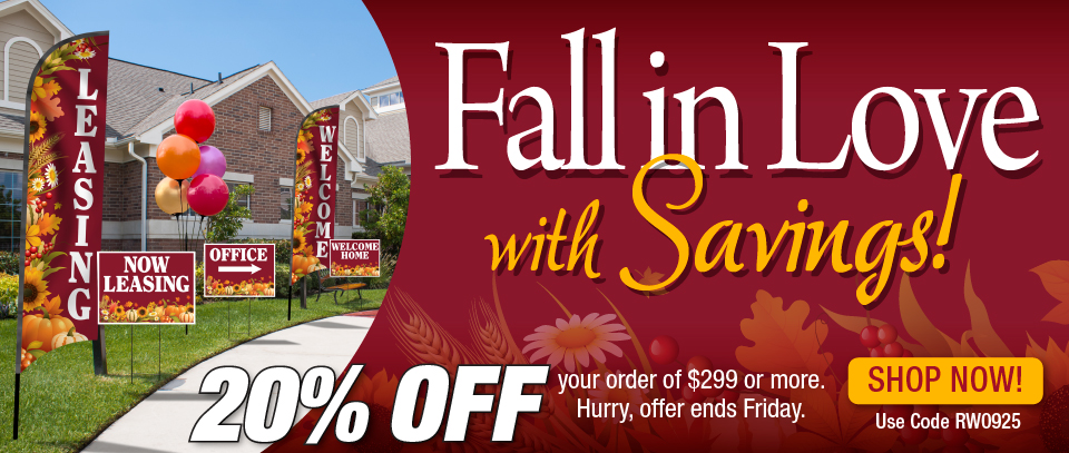Fall in Love with Savings! Hurry, offer ends Friday! Use code RW0925