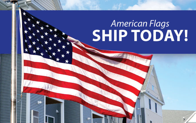 Show your patriotic pride with USA-made American Flags! Available in 6 sizes.